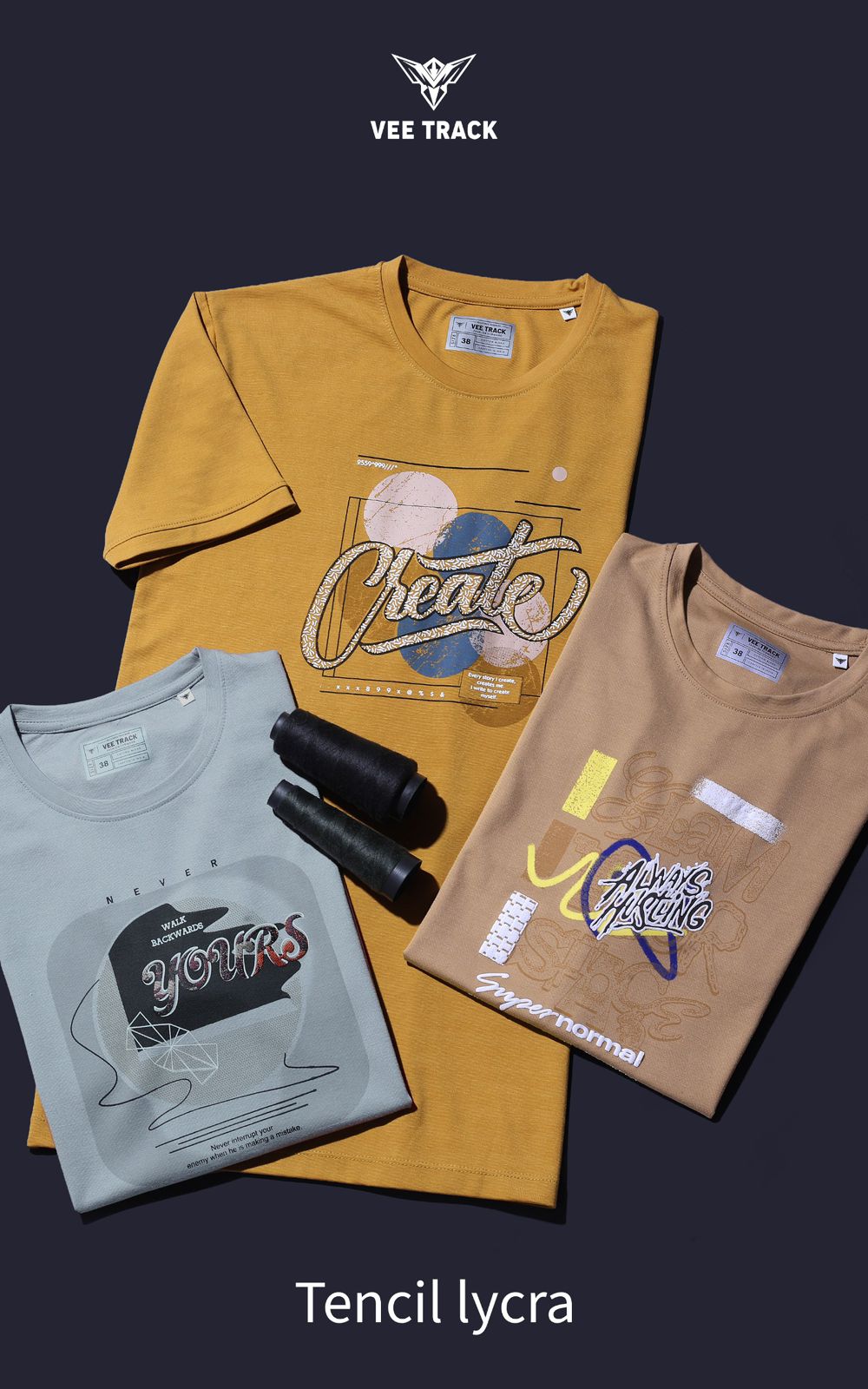 V2249 Vee Track Tencil Lycra Mens Tshirts Manufacturer India