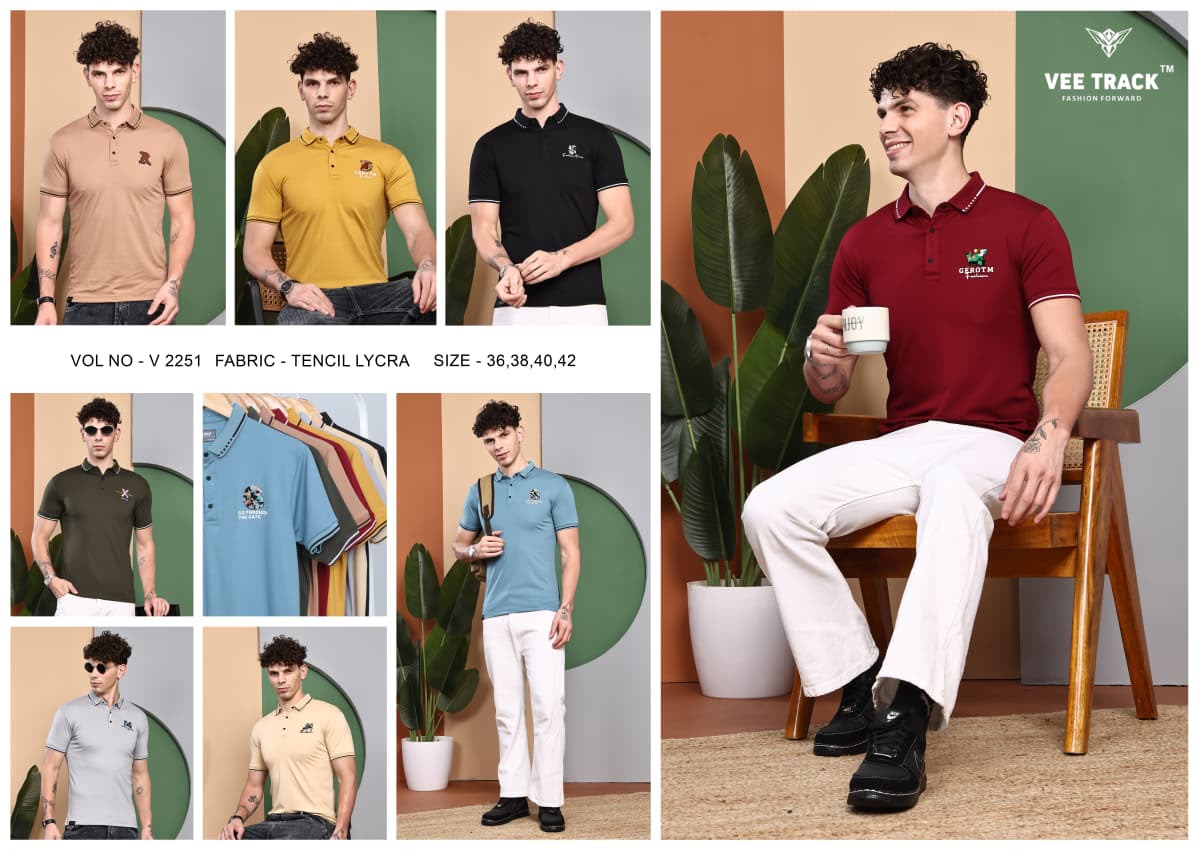 V2251 Vee Track Tencil Lycra Mens Tshirts Supplier Gujarat