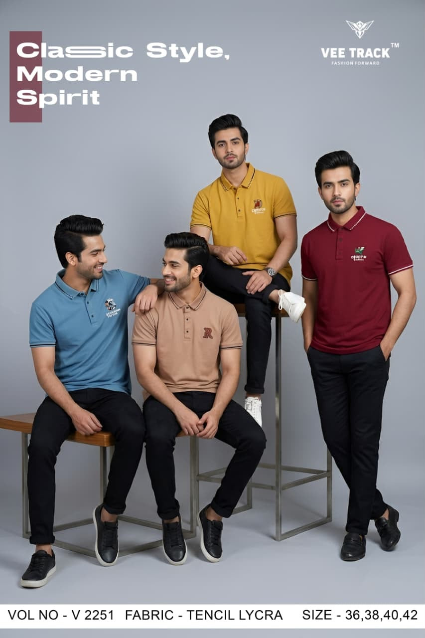 V2251 Vee Track Tencil Lycra Mens Tshirts Supplier Gujarat