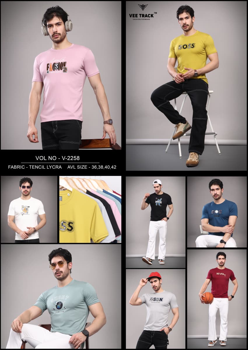 V2258 Tencil Vee Track Lycra Mens Tshirts Exporter Gujarat