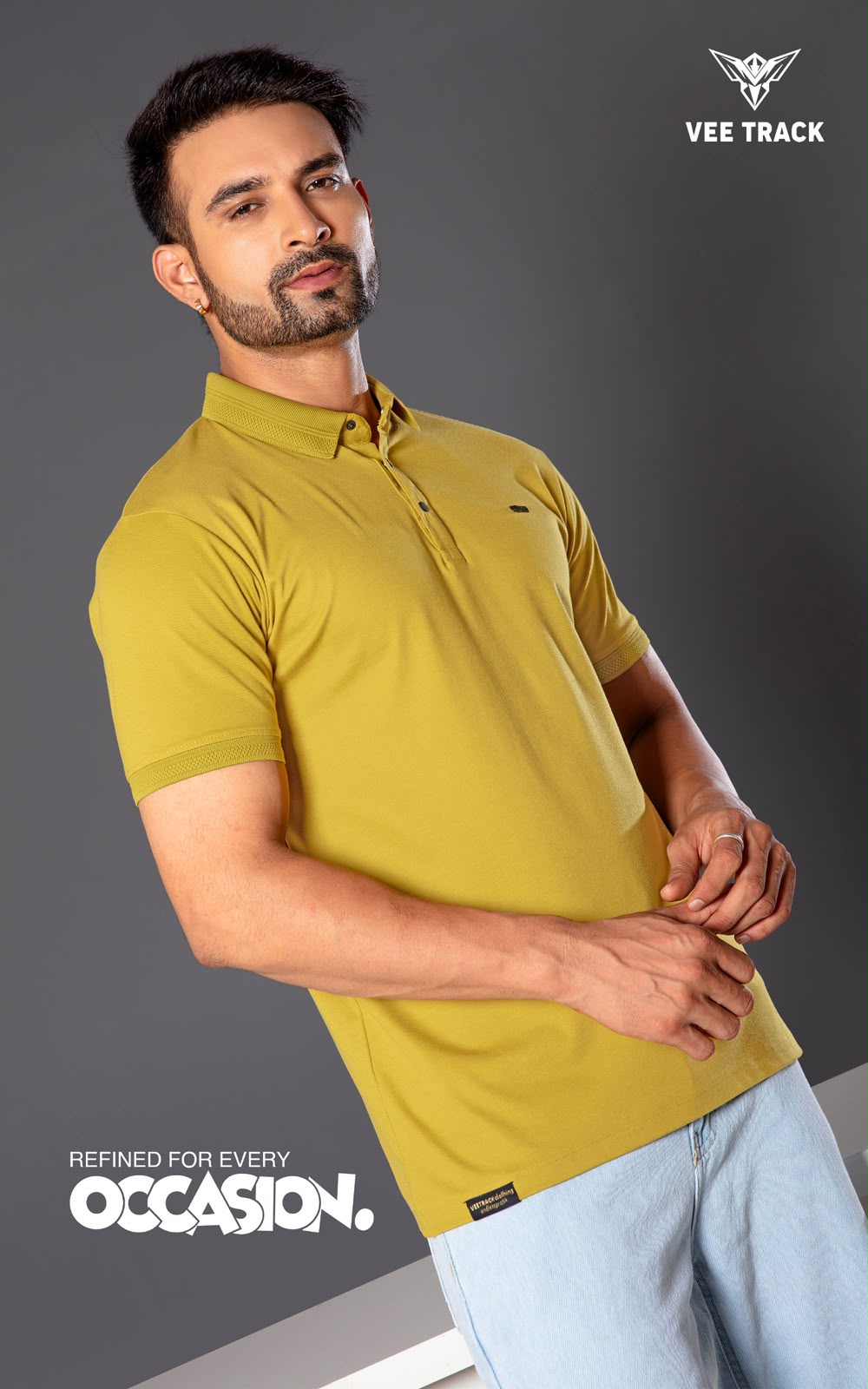 V2259 Metal Id Vee Track Tencil Lycra Mens Tshirts Wholesale