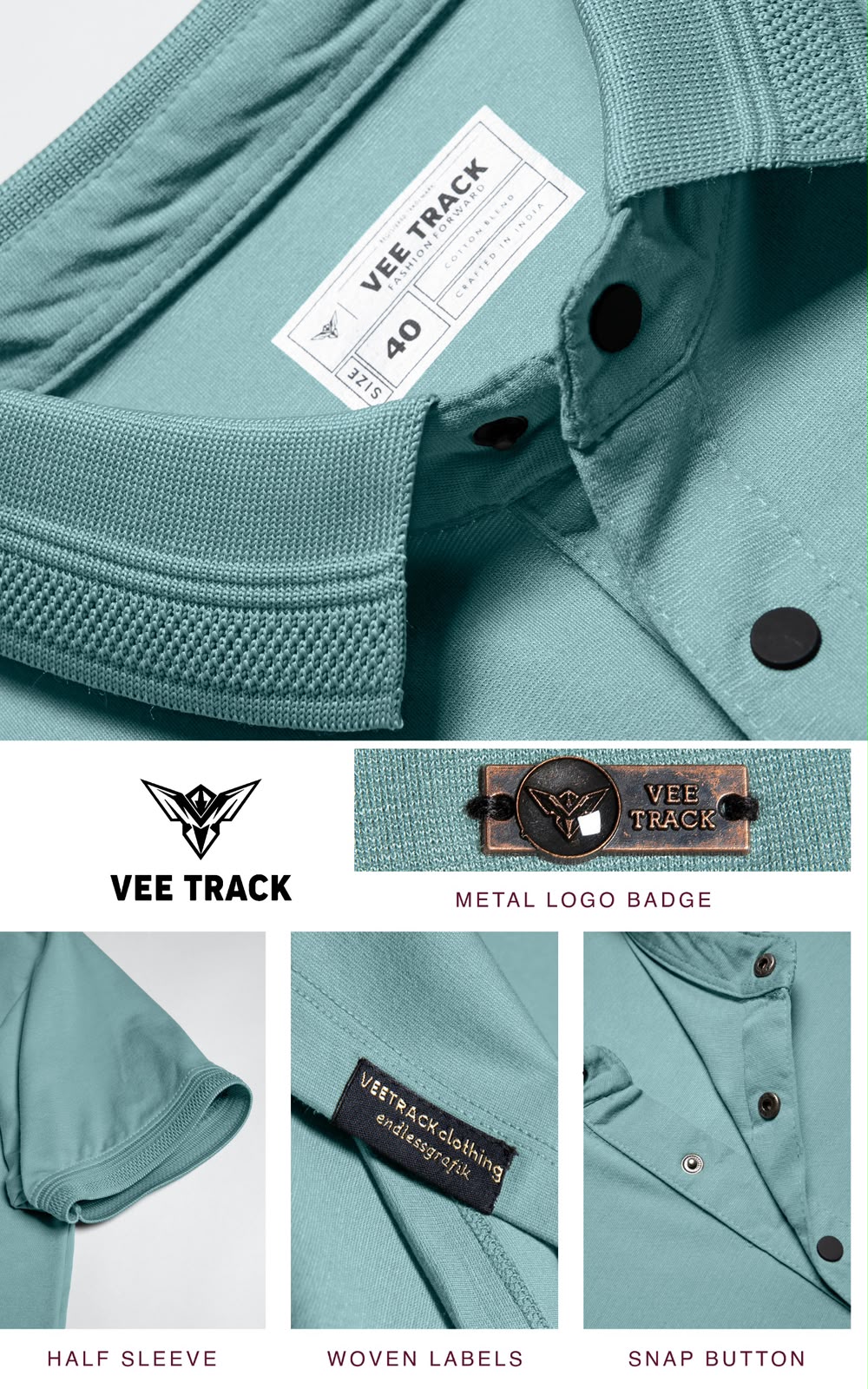 V2259 Metal Id Vee Track Tencil Lycra Mens Tshirts Wholesale