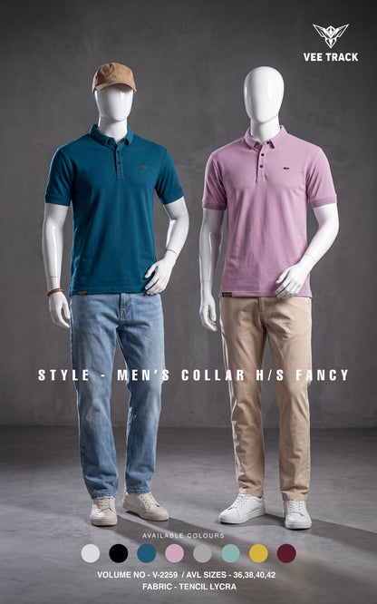 V2259 Metal Id Vee Track Tencil Lycra Mens Tshirts Wholesale