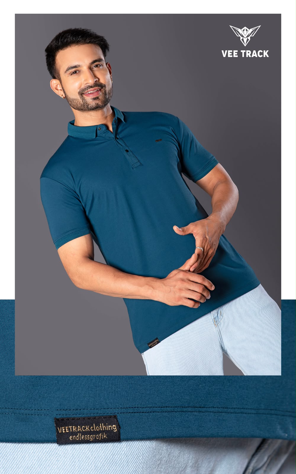 V2259 Metal Id Vee Track Tencil Lycra Mens Tshirts Wholesale