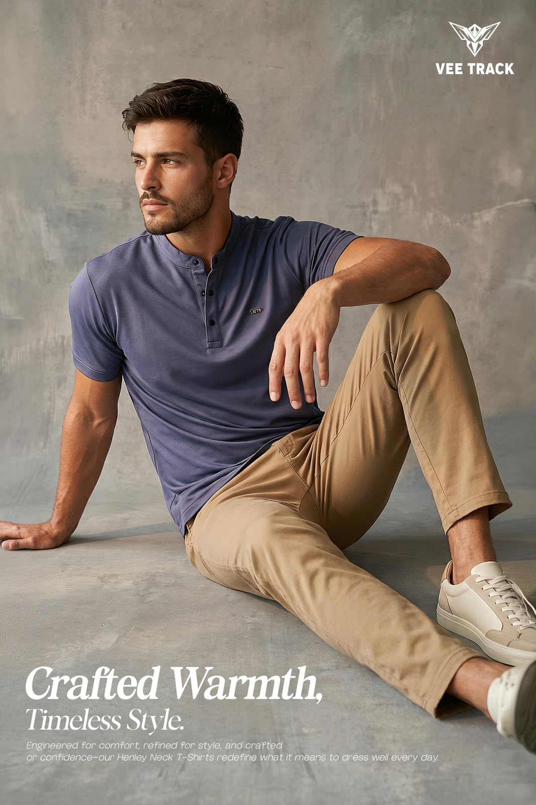 V2260 Henley Neck Vee Track Tencil Lycra Mens Tshirts Wholesaler