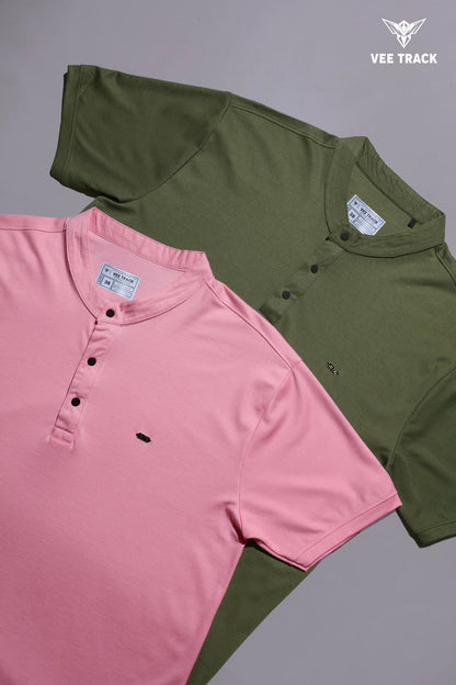 V2260 Henley Neck Vee Track Tencil Lycra Mens Tshirts Wholesaler