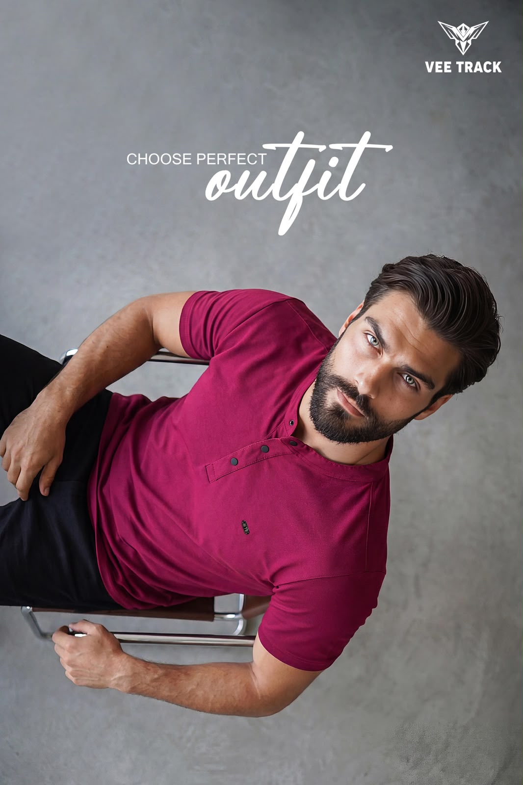 V2260 Henley Neck Vee Track Tencil Lycra Mens Tshirts Wholesaler