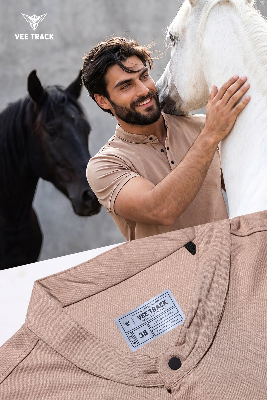 V2260 Henley Neck Vee Track Tencil Lycra Mens Tshirts Wholesaler