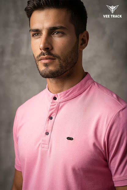 V2260 Henley Neck Vee Track Tencil Lycra Mens Tshirts Wholesaler