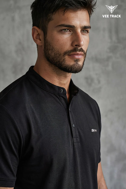 V2260 Henley Neck Vee Track Tencil Lycra Mens Tshirts Wholesaler