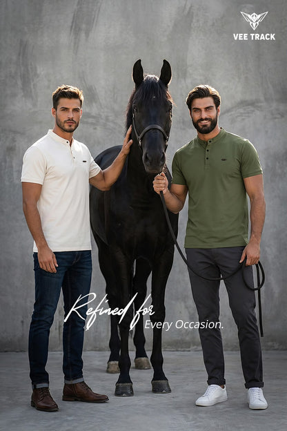 V2260 Henley Neck Vee Track Tencil Lycra Mens Tshirts Wholesaler