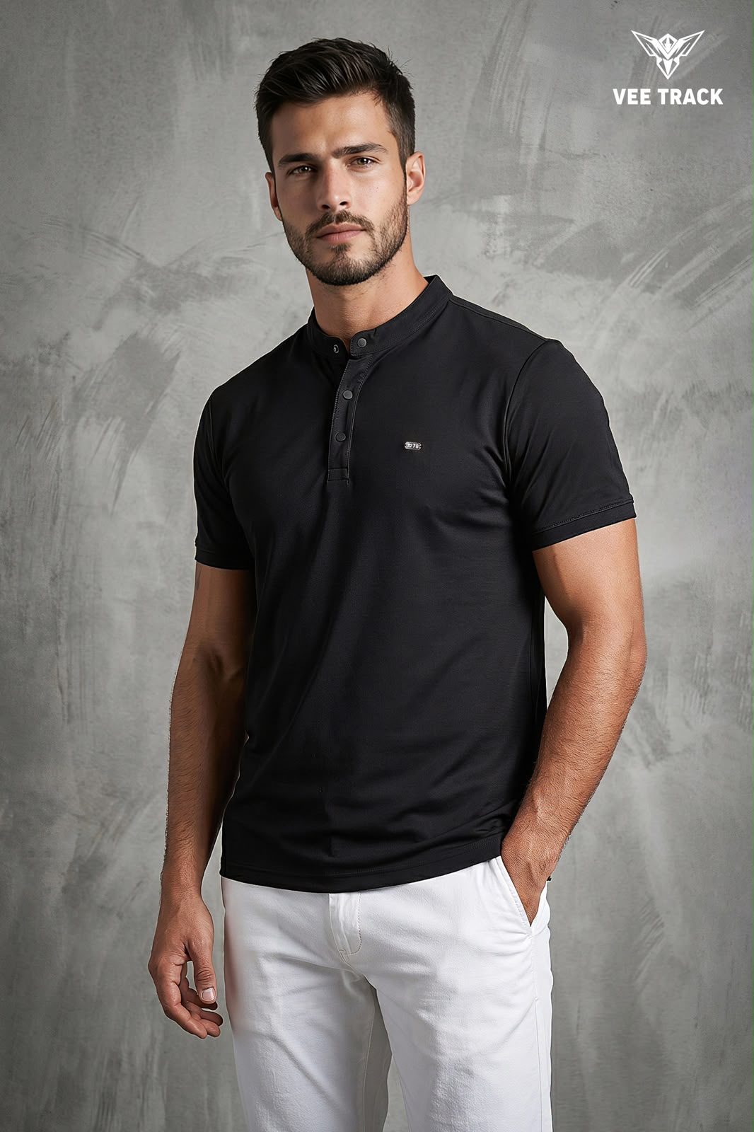 V2260 Henley Neck Vee Track Tencil Lycra Mens Tshirts Wholesaler
