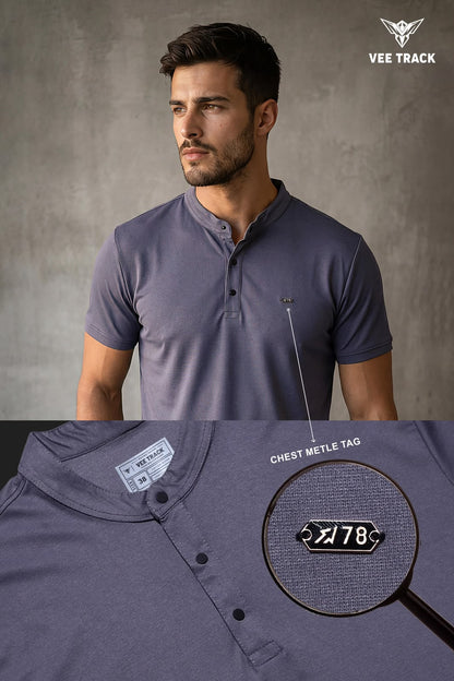 V2260 Henley Neck Vee Track Tencil Lycra Mens Tshirts Wholesaler