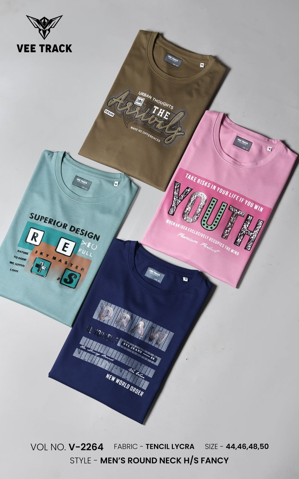 V2264 Plus Size Vee Track Tencil Mens Tshirts Manufacturer