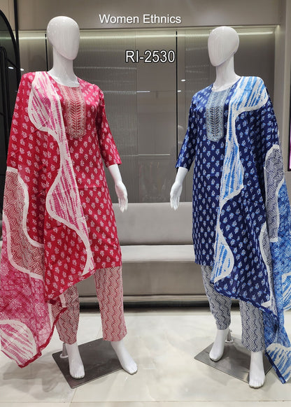 V Cut Neck 050425 Women Ethnics Readymade Cotton Pant Suits Exporter Ahmedabad