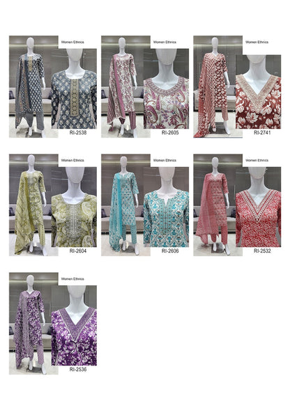 V Cut Neck 050425 Women Ethnics Readymade Cotton Pant Suits Exporter Ahmedabad