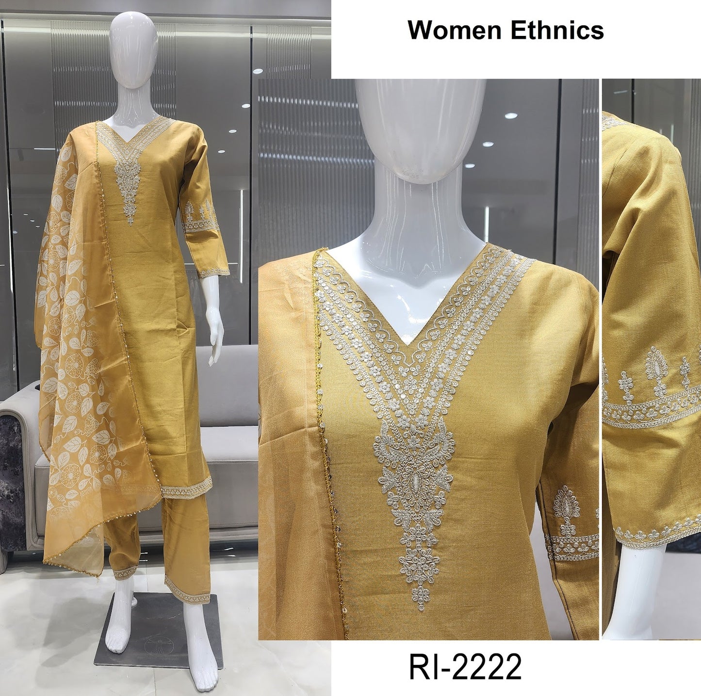 V Neck 0607 Women Ethnics Gadwal Readymade Pant Style Suits Exporter India