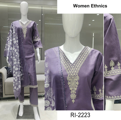 V Neck 0607 Women Ethnics Gadwal Readymade Pant Style Suits Exporter India