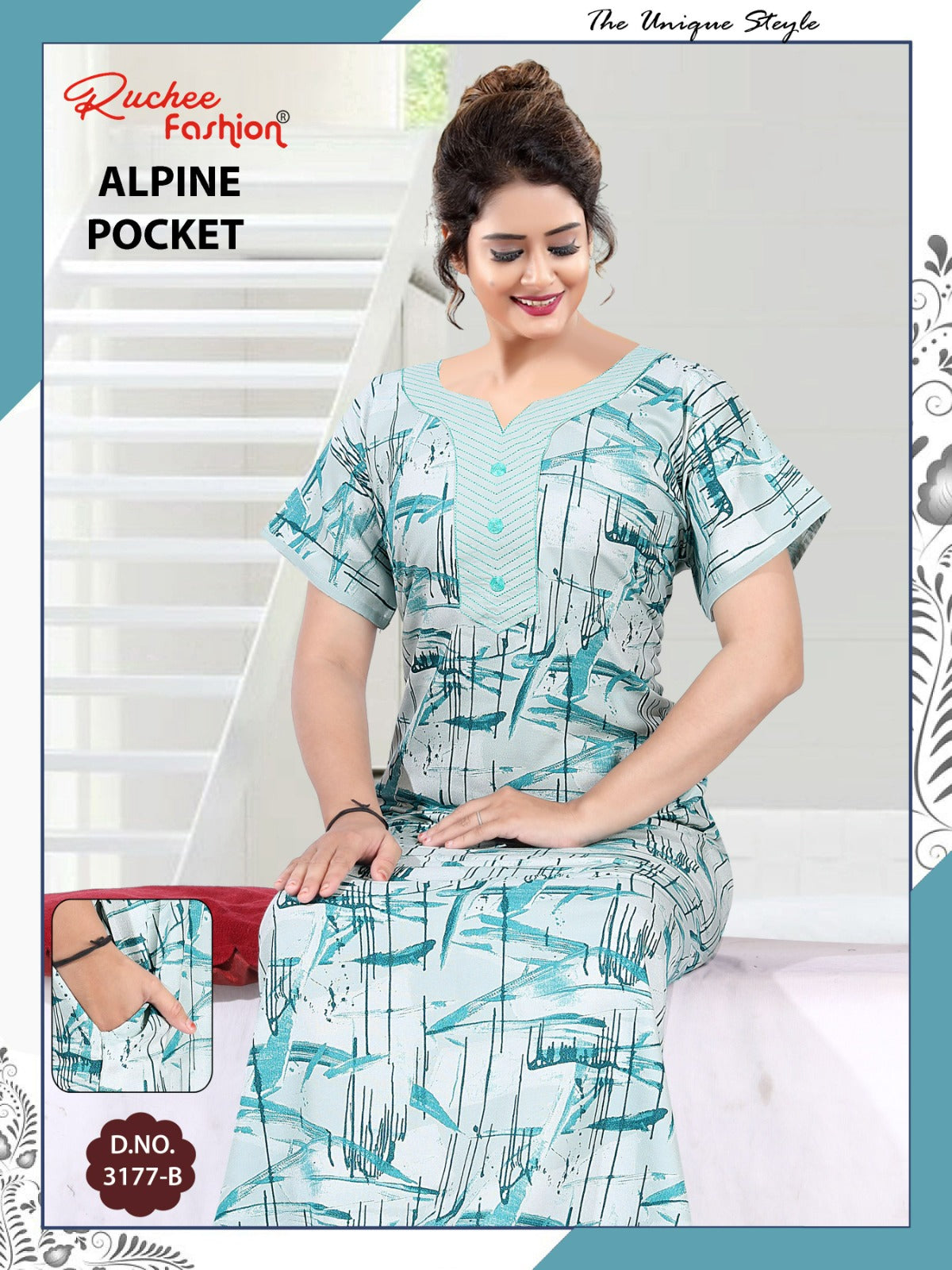 V Neck 0707 Ruchee Fashion Alpine Night Gowns Exporter