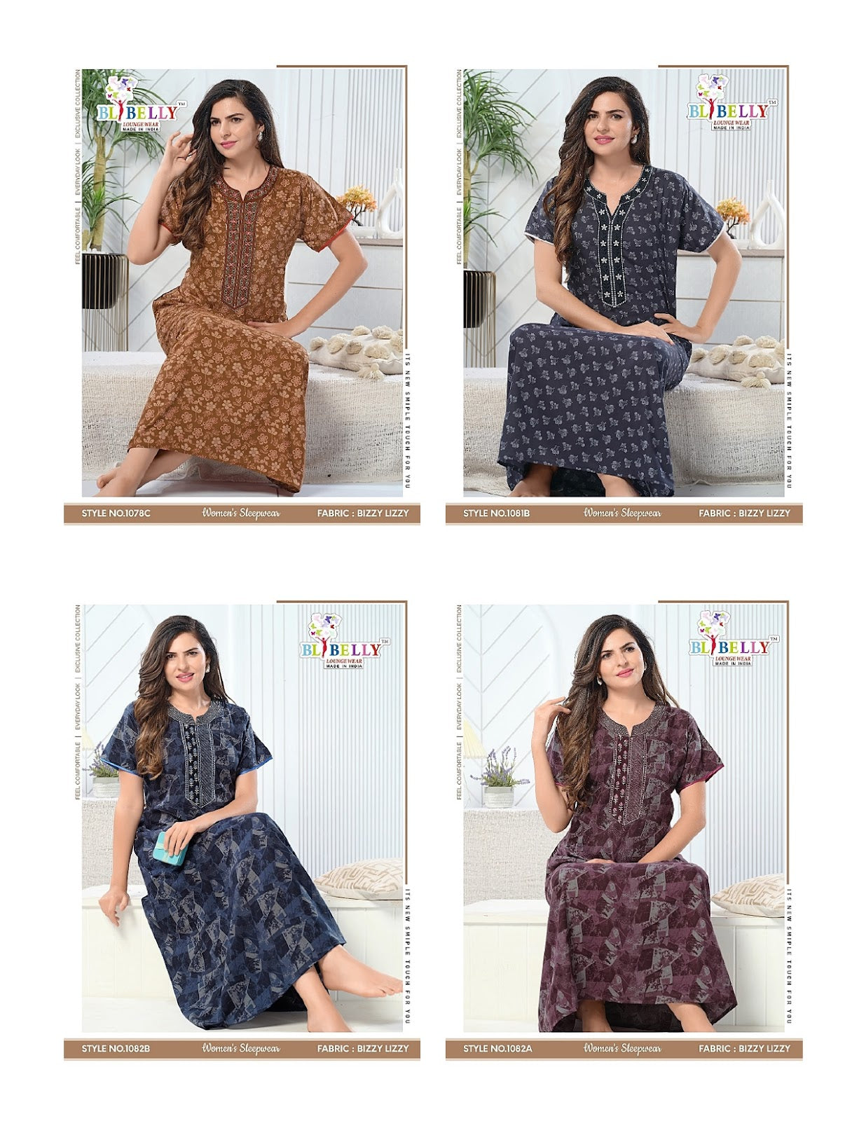 V Neck 0807 Belly Lizzy Bizzy Night Gowns Wholesale Price