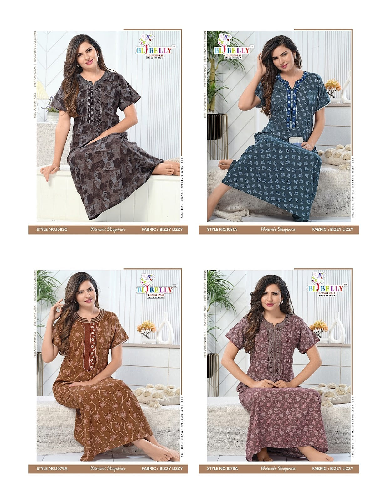 V Neck 0807 Belly Lizzy Bizzy Night Gowns Wholesale Price