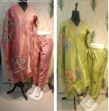 V Neck 101224 Kaso Readymade Pant Style Suits Wholesale Price