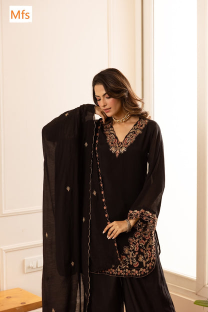 V Neck 121026 Mfs Chanderi Readymade Suits Wholesale Rate