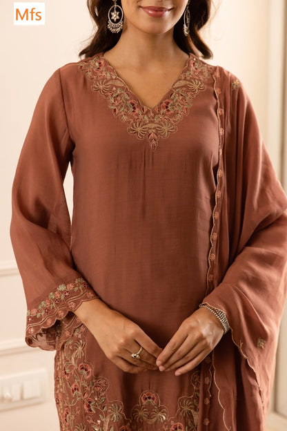 V Neck 121026 Mfs Chanderi Readymade Suits Wholesale Rate