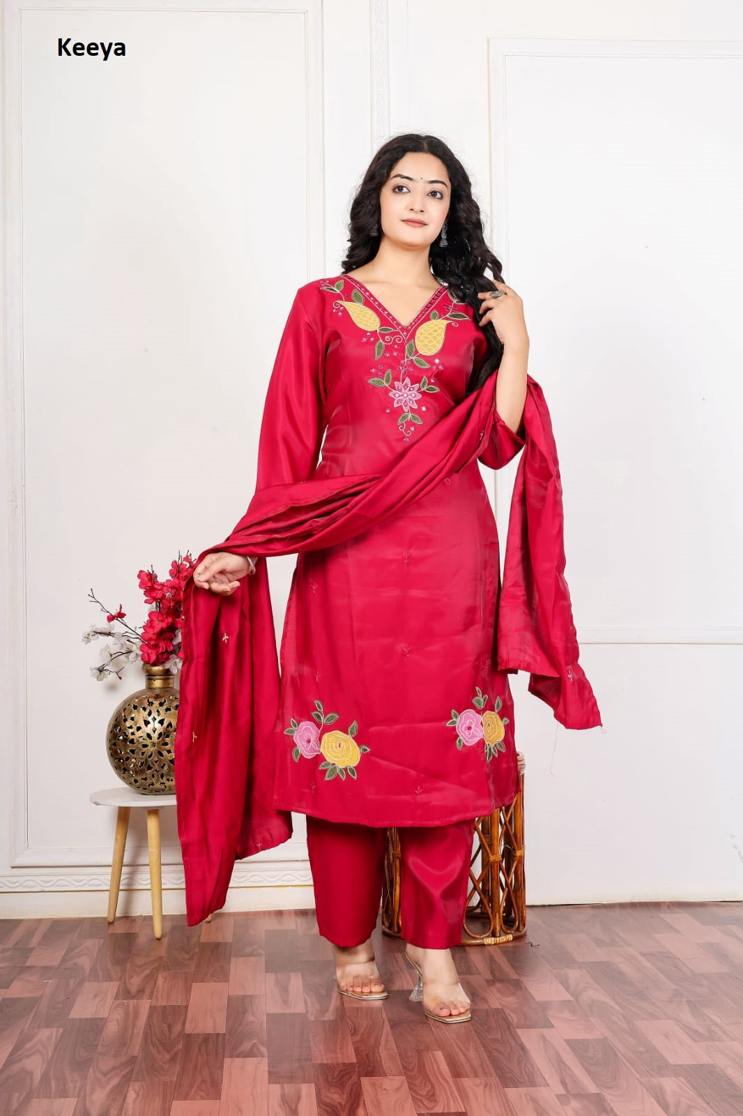 V Neck 141026 Keeya Twill Readymade Pant Style Suits Wholesaler India