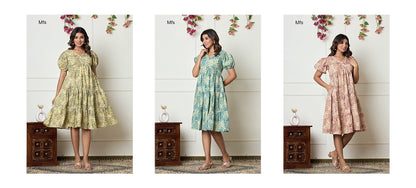 V Neck 1606 Mfs Cotton Midi Dress Wholesale Price