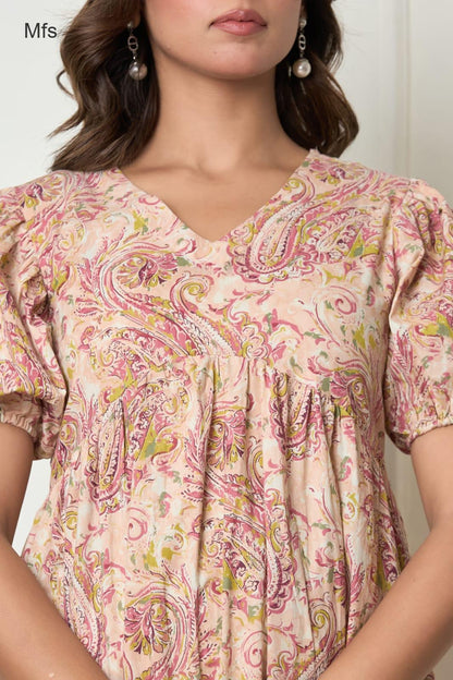 V Neck 1606 Mfs Cotton Midi Dress Wholesale Price