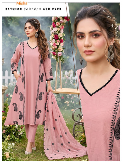 V Neck 230926 Misha Chanderi Readymade Anarkali Suits Wholesaler Ahmedabad