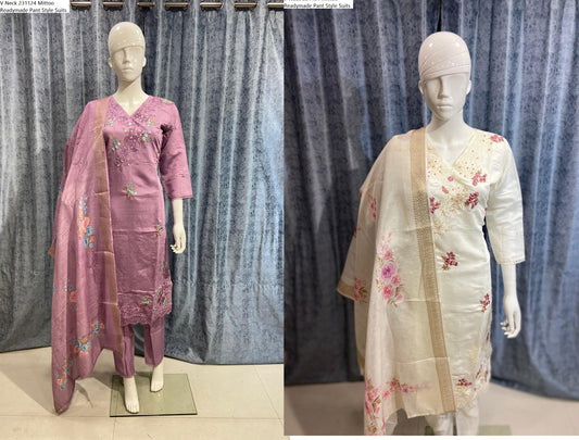 V Neck 231124 Mittoo Roman Silk Readymade Pant Style Suits Exporter Gujarat