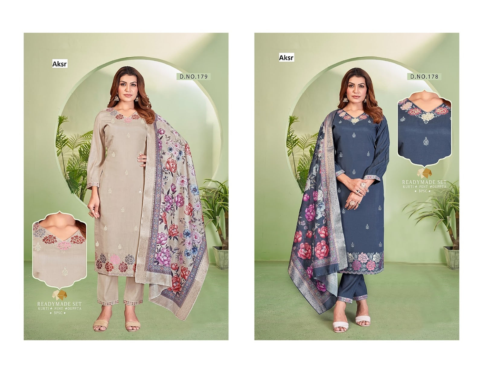 V Neck 23 Aksr Vatican Readymade Pant Style Suits Supplier Ahmedabad