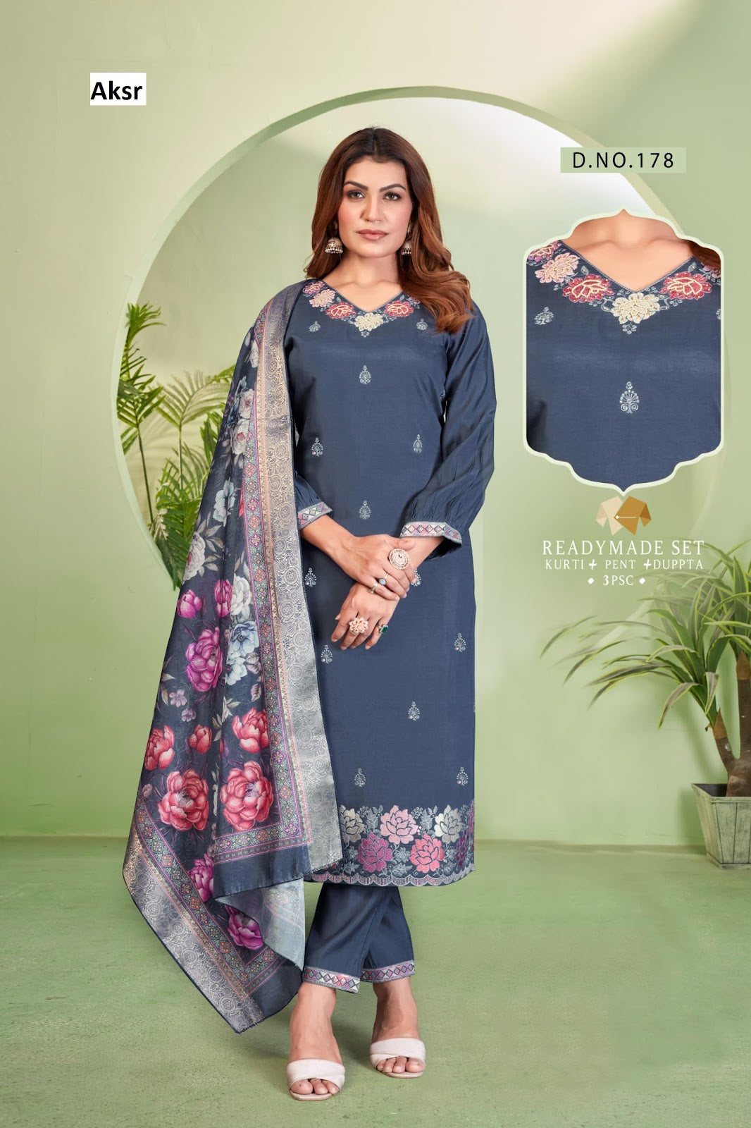 V Neck 23 Aksr Vatican Readymade Pant Style Suits Supplier Ahmedabad