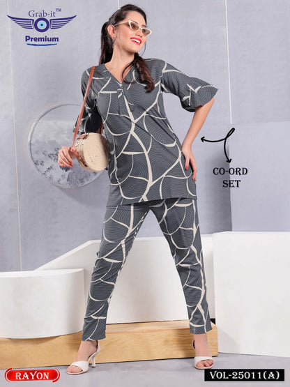 V Neck 25011 A Grab It Rayon Co Ord Set Supplier Ahmedabad