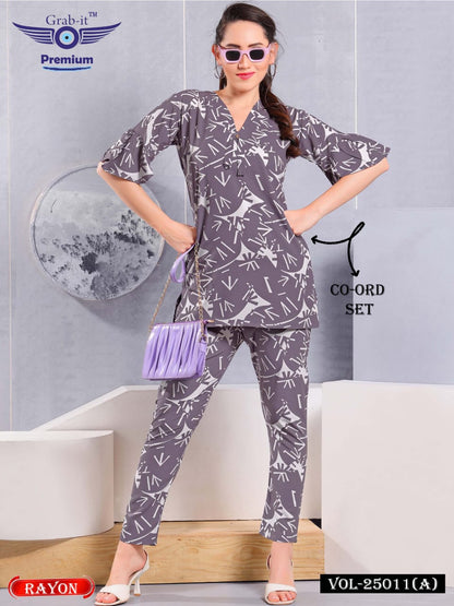 V Neck 25011 A Grab It Rayon Co Ord Set Supplier Ahmedabad