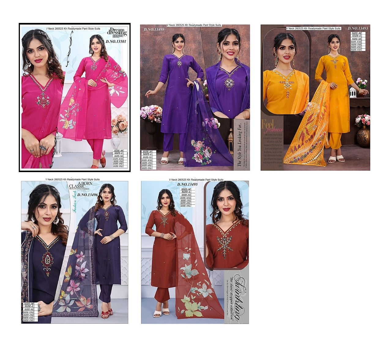 V Neck 260525 Kh Roman Silk Readymade Pant Style Suits Wholesaler Ahmedabad