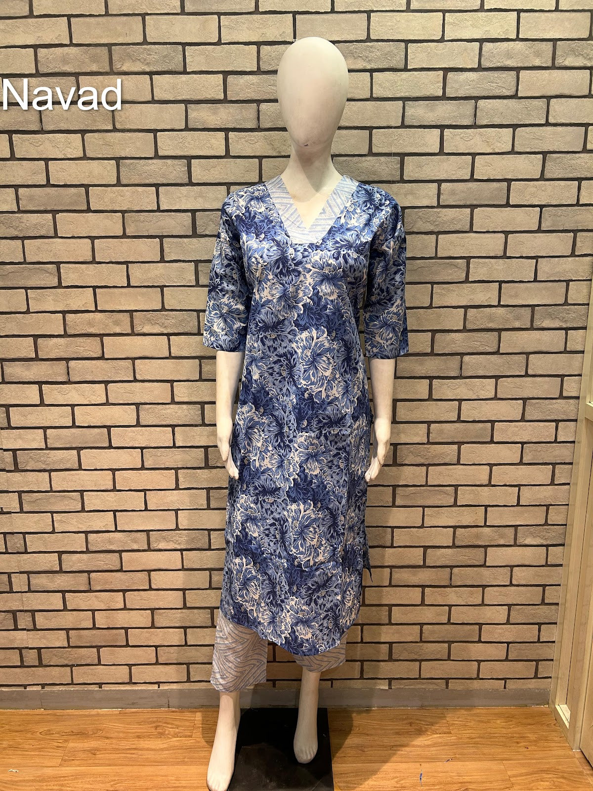 V Neck 2904 Navad Cotton Kurti Bottom Set Manufacturer Gujarat