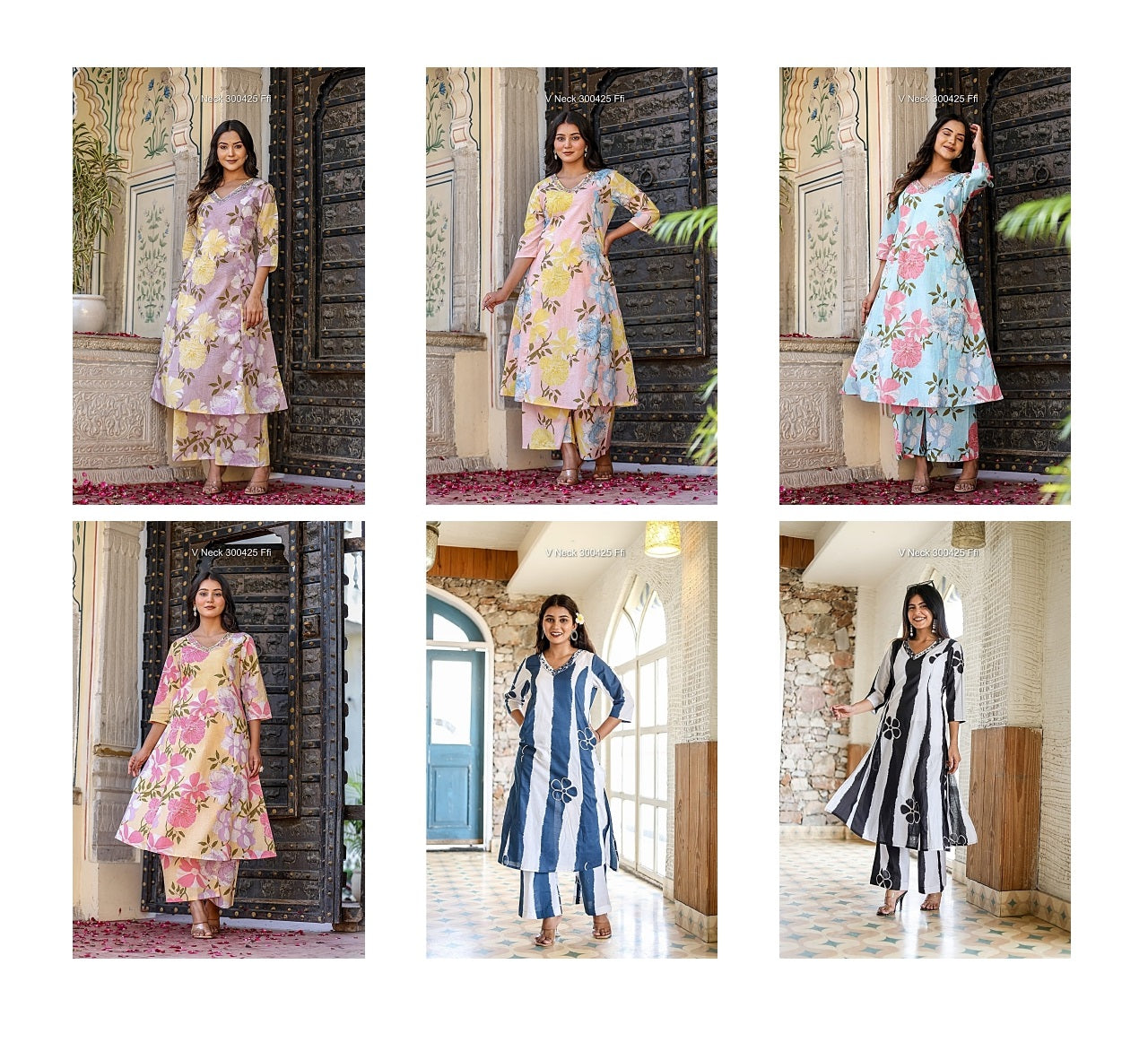 V Neck 300425 Ffi Cotton Co Ord Set Wholesale Rate