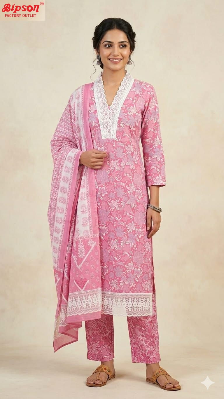 V Neck 3103 Bipson Prints Readymade Cotton Pant Suits Supplier Gujarat