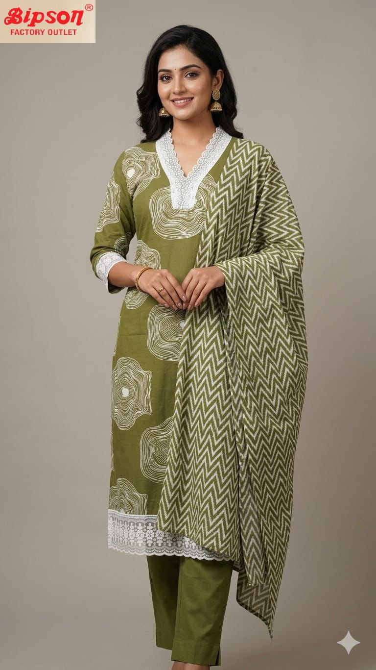 V Neck 3103 Bipson Prints Readymade Cotton Pant Suits Supplier Gujarat
