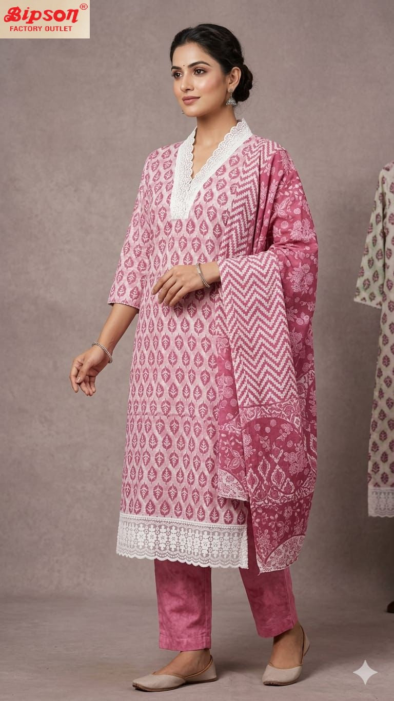V Neck 3103 Bipson Prints Readymade Cotton Pant Suits Supplier Gujarat