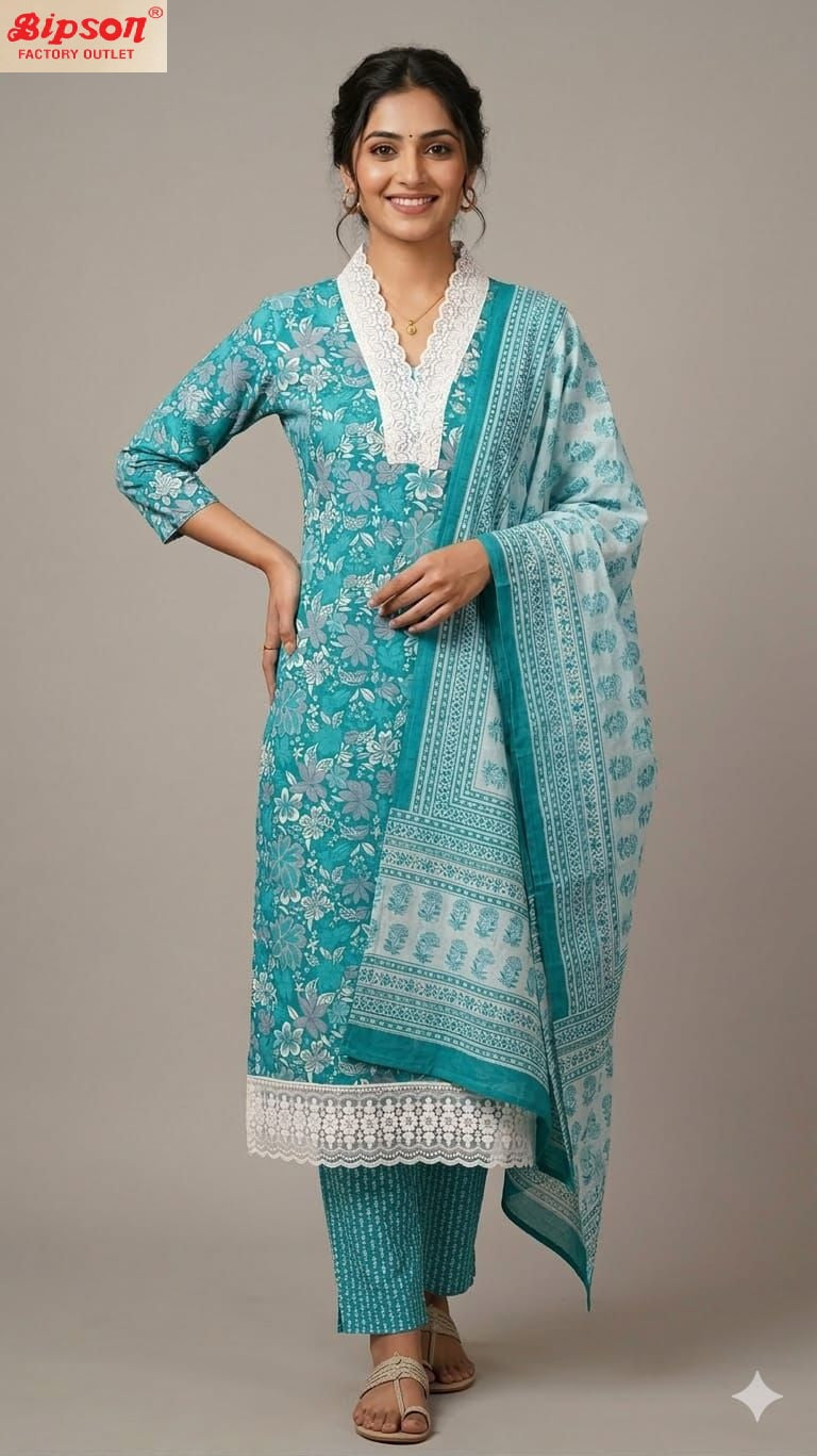 V Neck 3103 Bipson Prints Readymade Cotton Pant Suits Supplier Gujarat