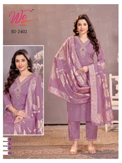 V Neck Design Women Ethnics Roman Readymade Pant Style Suits Supplier