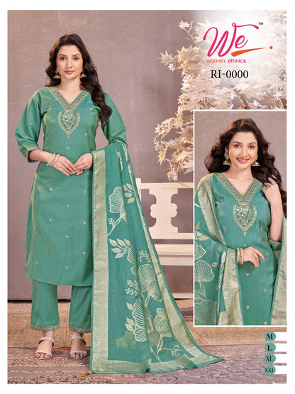 V Neck Design Women Ethnics Roman Readymade Pant Style Suits Supplier