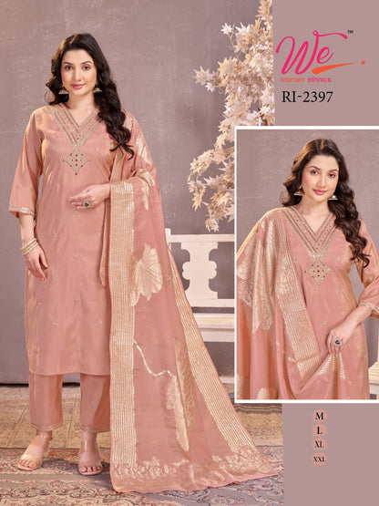 V Neck Design Women Ethnics Roman Readymade Pant Style Suits Supplier