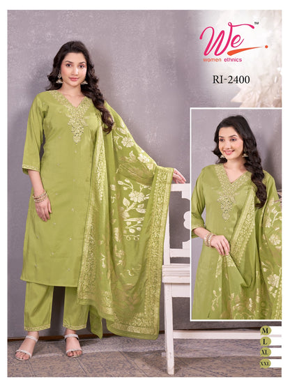 V Neck Design Women Ethnics Roman Readymade Pant Style Suits Supplier