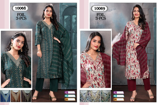 V Neck Mmc Foil Readymade Pant Style Suits Exporter Ahmedabad