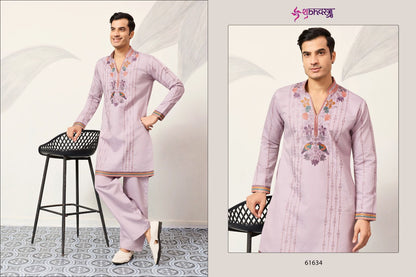 V Neck Viraasat Shubhvastra Viscose Silk Mens Kurta Pajama Wholesaler Gujarat